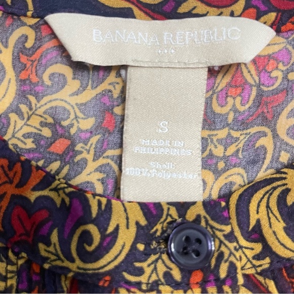 Banana Republic Long Sleeve Paisley Baroque Blouse Sz S – Multicolor Fall Top - Picture 9 of 14